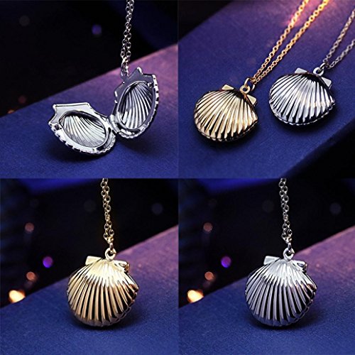 Sameno 2018 Fashion New Seashell Locket Pendant Gold Locket Gold Brass Sea Shell Necklace (Gold) #TOP5