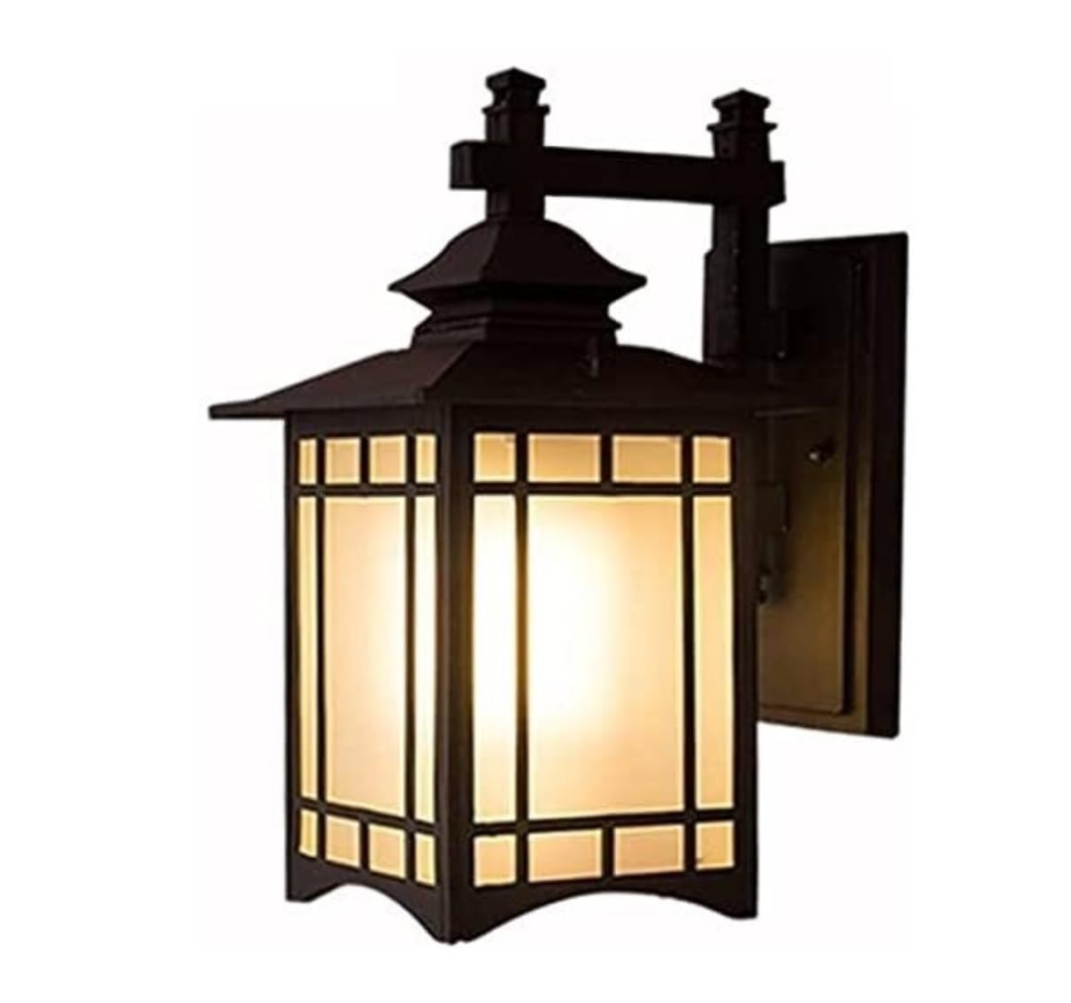 Oświetlenie zewnętrzne, wodoodporna zewnętrzna lampa ścienna chiński kwadratowy zewnętrzny kinkiet ścienny światło aluminiowe szkło zewnętrzne patio oświetlenie ścienne światło ganku (czarny)
