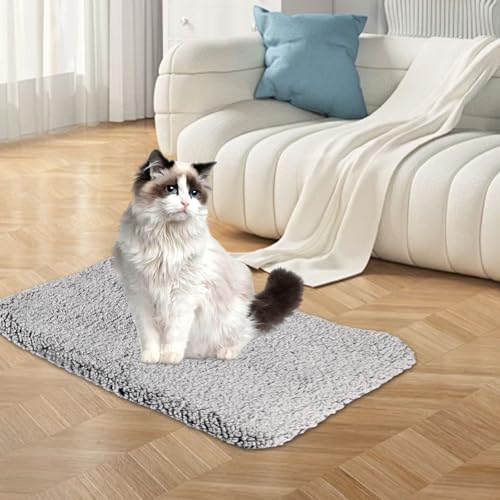MJFENDAI Thermal Plush Fur Pet Mat, Self Heating Cat Bed for Indoor Cats Kitten Puppy, Cat Heat Pad Cushion Washable for Sofa & Crate & Kennel & Car Seat (40cm X 50cm, Grey) - Image 6