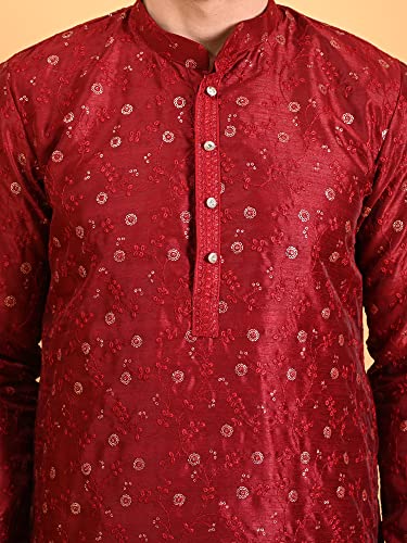 Image of Uri and MacKenzie Embroidery Silk Men's Kurta Pyjama Set