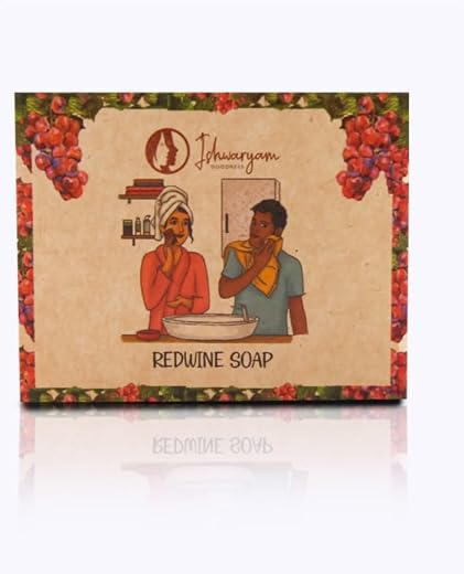 Ishwaryam Goodness REDWINE SOAP 100 Gram | Provides Instant Brightness &amp; Reduces Acne | Pack of 2