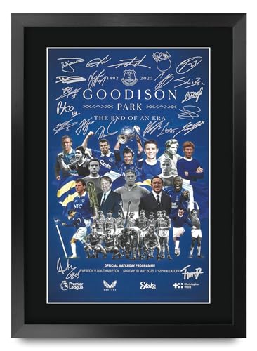 HWC Trading Everton Last Goodison Park Game Printed Memorabilia Signed Autograph Poster for Football Fans and Supporters - A3 Framed
