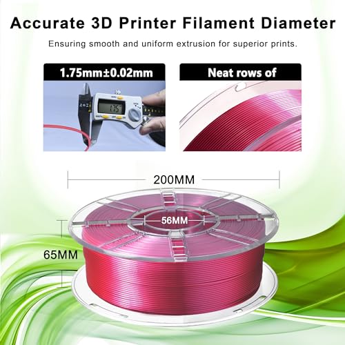 Image of iBOSS PLA Pro (PLA+) 3D Printer Filament 1.75mm,Silk Shiny Filament 3D Printing Filament,1kg Spool (2.2lbs),Dimensional Accuracy + /- 0.02mm,PLA Plus 3D Filament,Fit Most FDM Printer(Silk Rose Red)