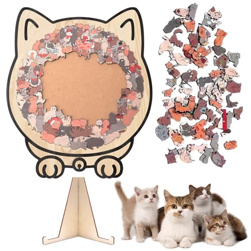 Puzzle Chat, Puzzle en Bois coloré de 135 pièces, Puzzles décoratifs en Bois pour Adulte et Enfants,Puzzles de Forme irrégulière,Puzz-Le avec des Animaux,...