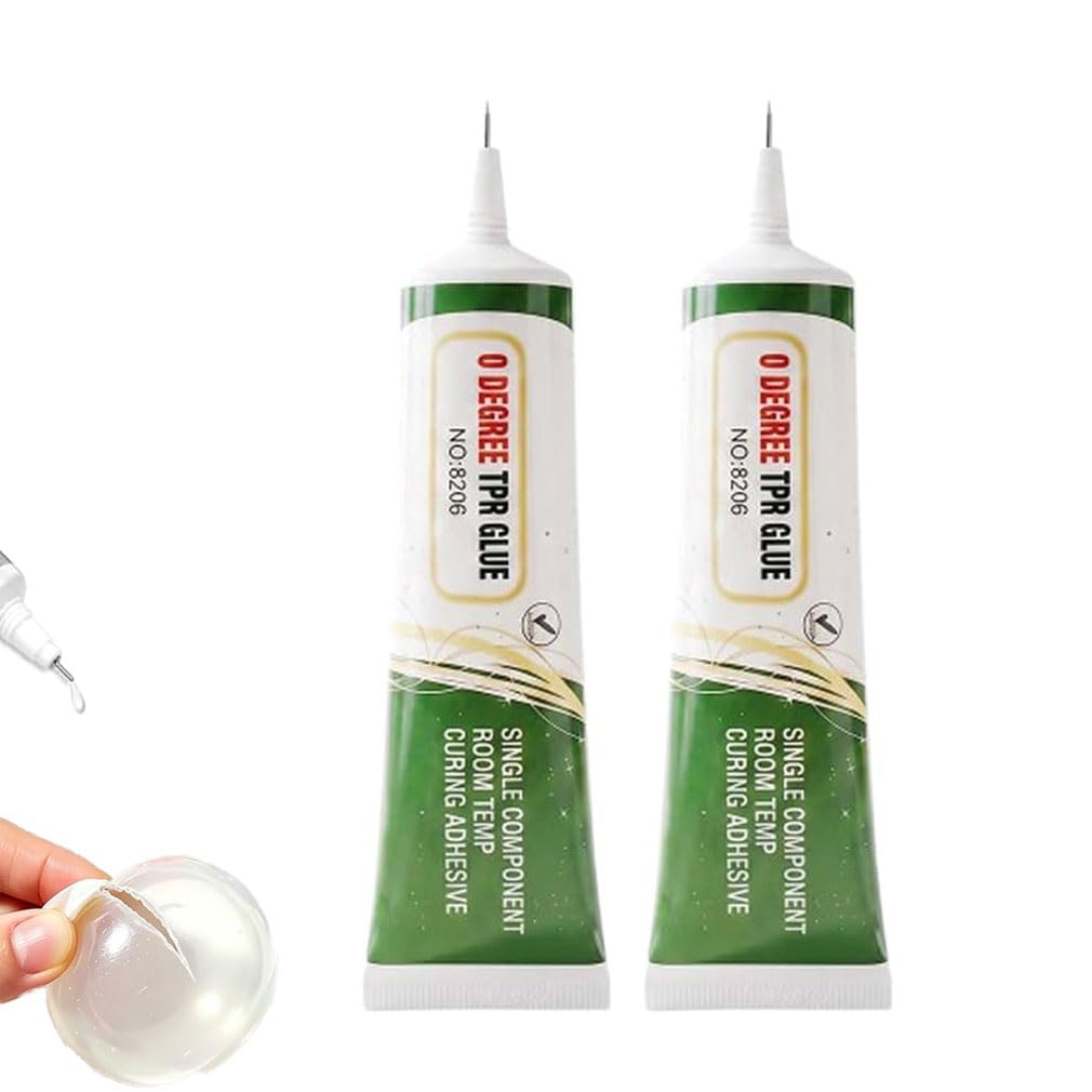 Squishy Glue, Clear Silicone Glue for Squishy, Super Silicone Glue Clear with Precision Tips, Flexible Squishy adhesive, Waterproof Silicone Adhesive for Silicon Rubber, Toys, TPU, TPR, TPE，2PCS