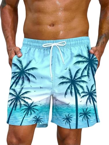 Men's Summer Retro Printed Pattern Beach Shorts Breathable Swim Trunks Loose Ice Silk Shorts2