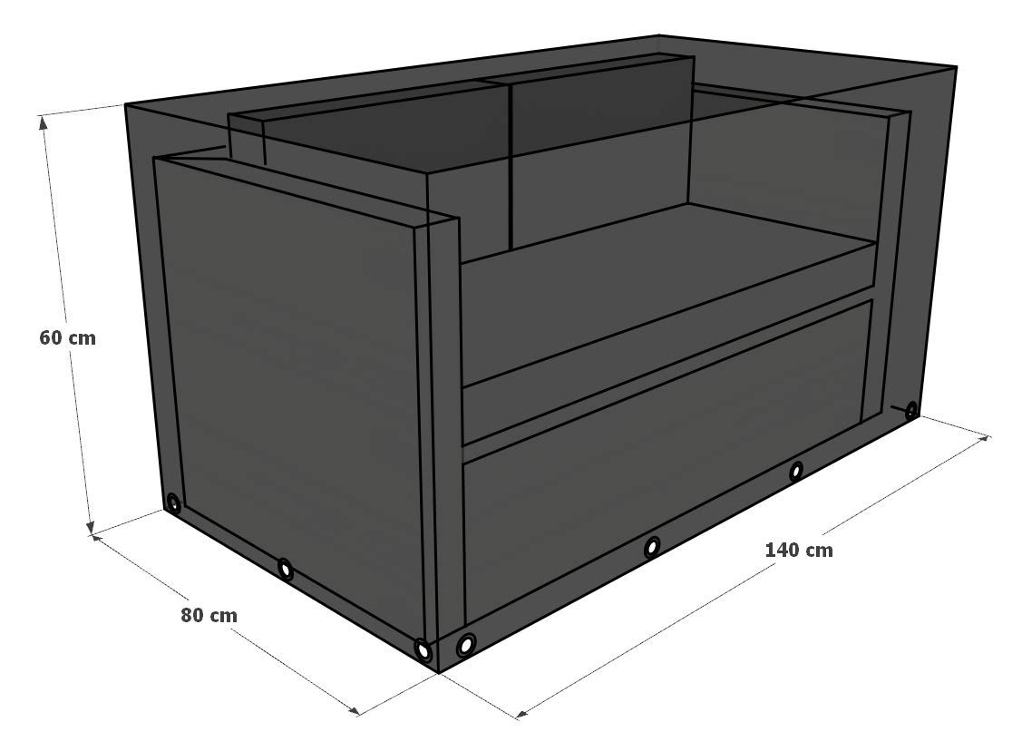 GREEN CLUB Housse De Protection pour canapé 2 Places Haute Qualité Polyester L 140 x l 80 x h 60 cm Couleur Anthracite