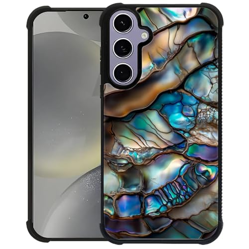 ZHEGAILIAN Case for Samsung Galaxy S24 S25 | Shockproof 4 Corner Air Cushion + Soft TPU Bumper with Anti-Slip Grip & Stylish Pattern for Men Boys & Woman Girls | Blue Abalone Mollusk Shell
