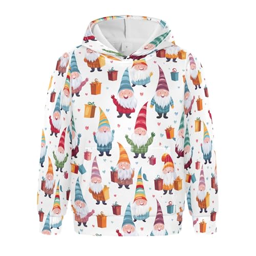 Kids Hoodies Sweaters Christmas Gnome Dwarfs Hooded Sweatshirts with Big Pockets for Boys Girls B0400043