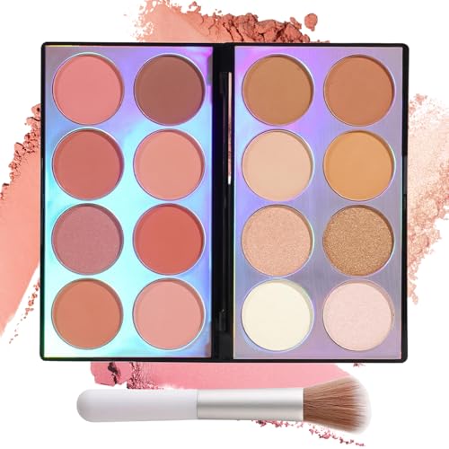 Eyeshadow Blush Blusher Contour Palette - Complete Multi-Functional Palette - Blushers for Cheeks Make Up - Inclusive for All Skin Tones - Highlighter Makeup - Blendable Shades