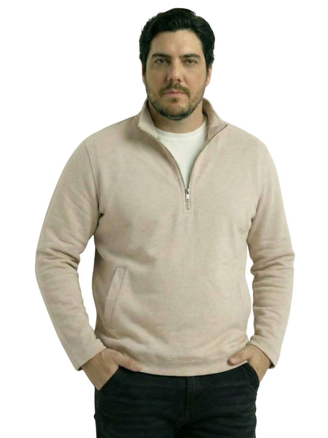 unstd Men Plus Size Fleece Quarter Zip Sweatshirt | Full Sleeve Winter Wear for Big & Tall Men-picture-28