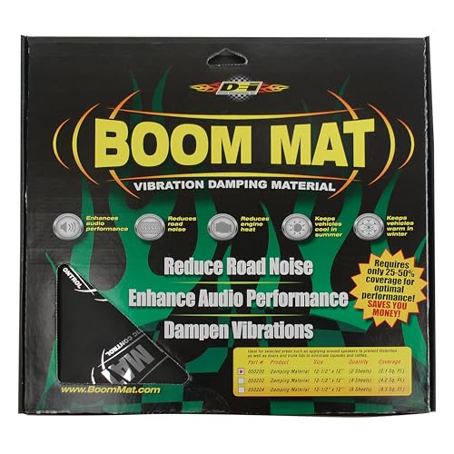 Design Engineering Boom Mat Sound Deadening Material with Adhesive Backing | 2mm 12 x 12.5 (Pack of 8)