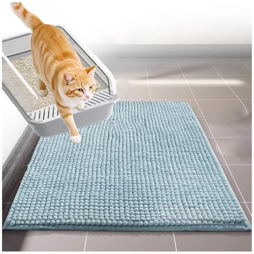 猫トイレマット 砂飛び散り防止 60x90cm, ネコ砂 マット 猫の足にぴったりの柔らかさ 猫 トイレマット 洗える 掃除簡単 特大猫砂マット
