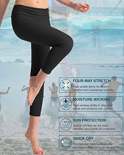 Keeprone Swim Pants For Women Side Pleated Waistband Swim Leggings Swimming Pants Swim Bottoms #TOP5