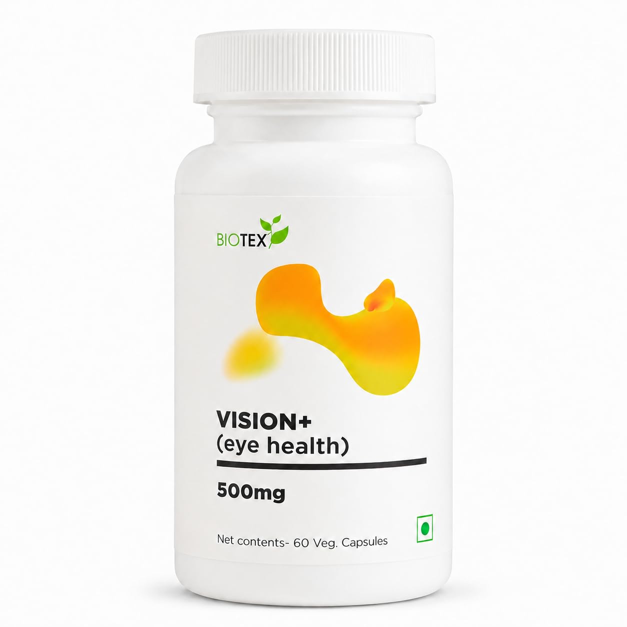 Biotex Vision+ | Marigold Extract with Lutein & Zeaxanthin | Ayurvedic Eye Wellness Capsules | For Screen Users & Adults | 500mg | 60 Veg Capsules | Gluten-Free | Soy-Free