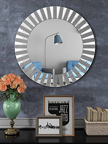 COGOOD Decorative Accent Wall Mirror - Modern Circle Mirror 31.5”x31.5” for Fireplace Hallway Bedroom Living Room