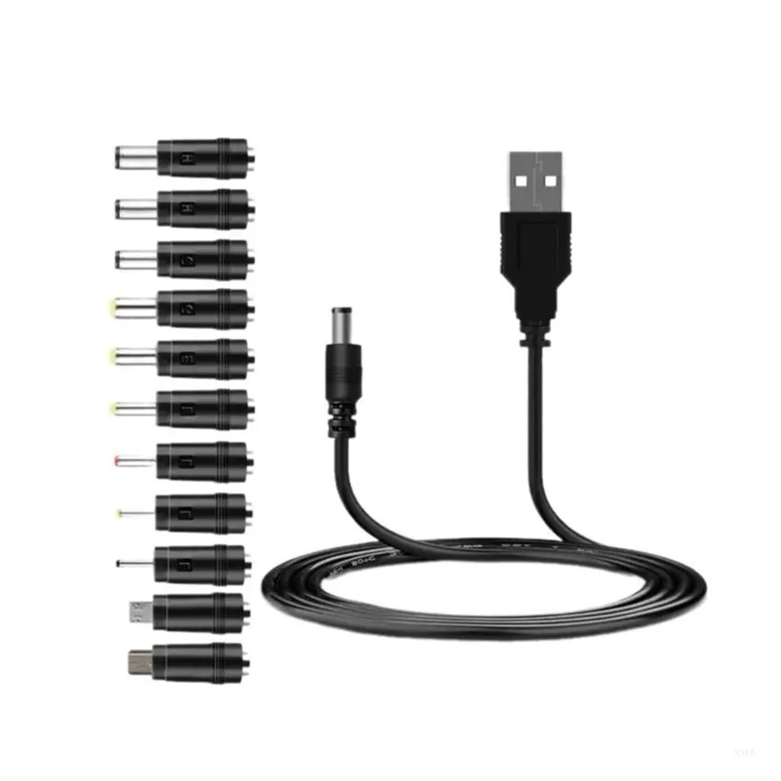 Cable de carga USB a CC de 5,5 x 2,1 mm, 5 V, 12 puntas para caja de TV CCTV