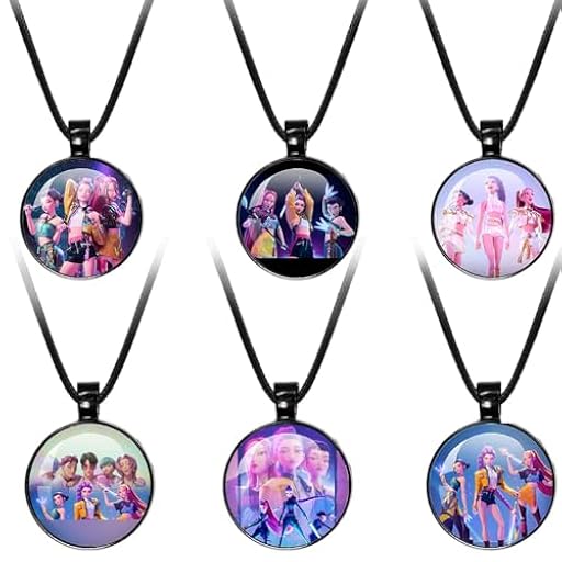 6 PCS Collar de K-pop animación coreana merch, Collar HUNTR/X con colgante en forma de corazón, Longitud ajustable, Ideal para Coleccionar Fans de Kp0p, Regalo para Chicas/Chicos, Accesorios de Moda | Ya disponible en tu tienda friki favorita! En mundofriki.es!