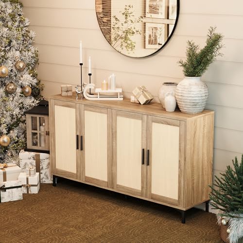 Jasiway BG002 Sideboard - Kitchen Buffet Cabinet With Rattan Decorated Doors thumb #6