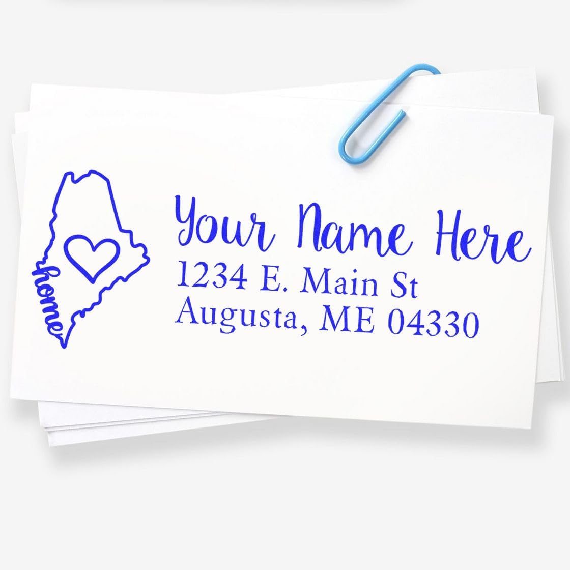 Self-Inking Rectangular Maine State Love Address Stamp, Use for Envelopes, Maine Self-Inking Stamp, Available in 11 Ink Colors, Size 7/8" x 2-1/4"