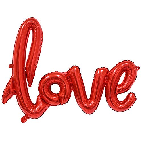 Large Red LOVE Foil Balloons Banner,42 Inch Mylar Foil Letters Balloons Reusable for Wedding Bridal Shower Anniversary Engagement Mothers' Day Party Decorations Supplies