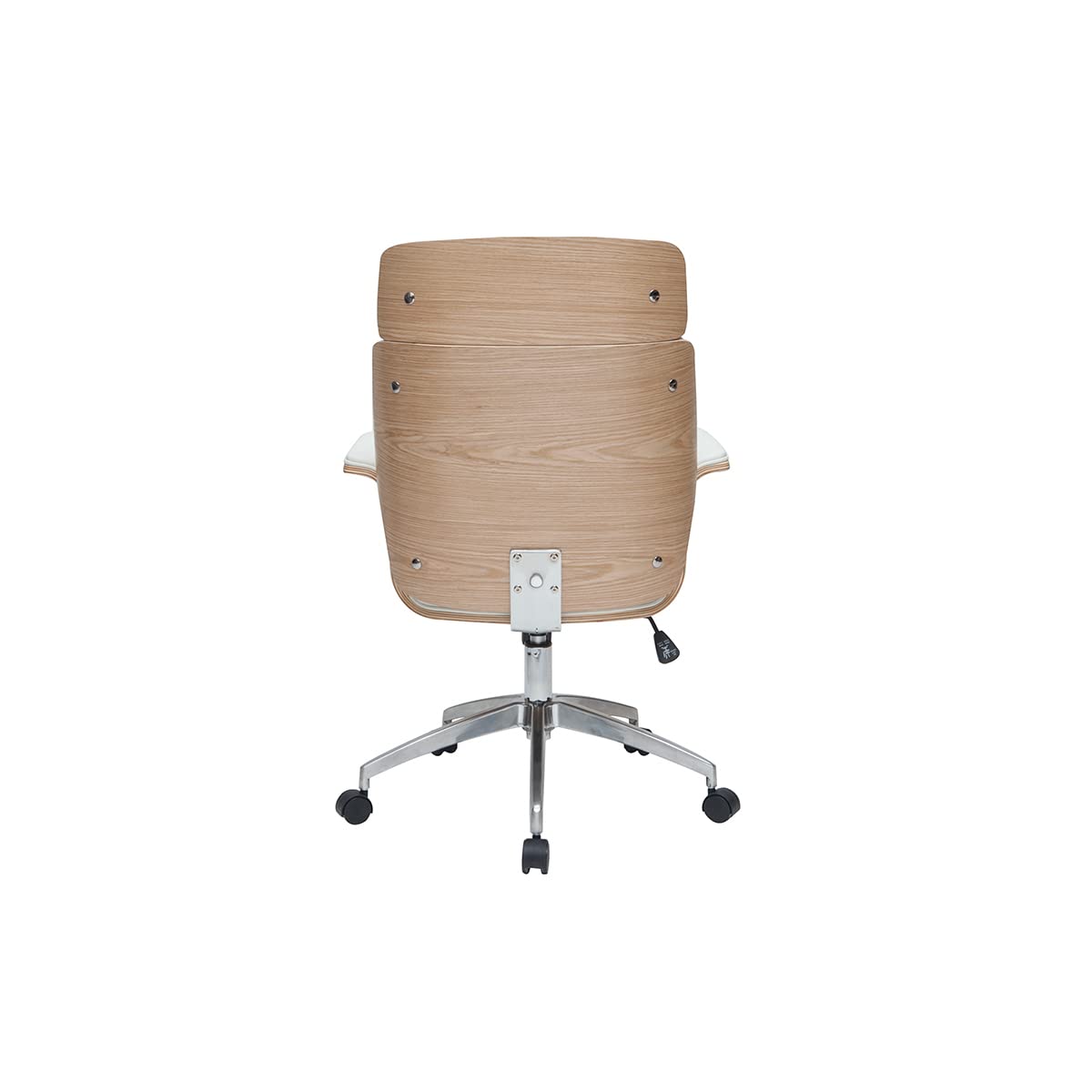 Miliboo Fauteuil de Bureau Design Blanc et Bois Clair Elon