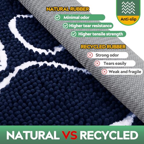 Dog Door Mat for Muddy Paws, Pet Rug Chenille Absorbent Outdoor Doormat 36"x 24", Non Slip Heavy Indoor Doormat Soft Front Inside Doormats for Entryway, Mud Paws, Patio,Dog Paw Navy Blue