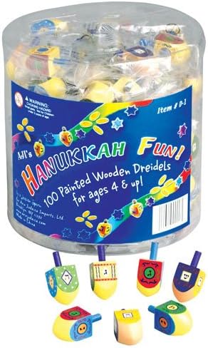 Small Sized Hand Painted Wood Dreidels in Bulk Pack / 100 pieces