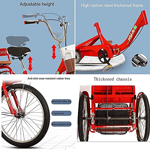 Adult Tricycle - Cruiser Shopping Three Wheel Bike Foldable Tricycle For Adult Seniors Adjustable Single Speed 3 Wheel Bike Bicycle With Back Seat And Shopping Basket Three-Wheeled Bike #TOP4