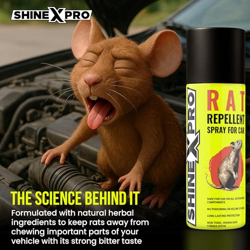 Image of ShineXPro Rat Repellent Spray for Car - Herbal-Enriched & Human Safe Rat Spray for Car Engine and Interior - No Kill, Only Repels Rodent Repellent for Car - 2X Stronger Car Rat Protector