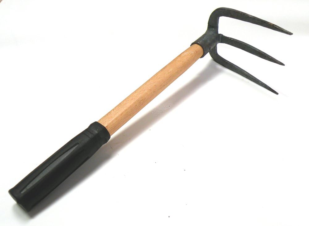 Solid Aim Tools Ergonomic Solid Aim Mid Sized Hand-Held 3-Teeth Pick Mattock Classic Digging Tool, Heavy Duty Extra Thick Steel Pickaxe with Hardwood Handle 15inch Overall in Length