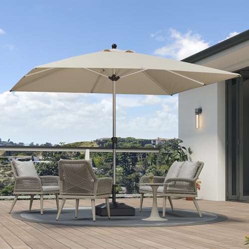 Image of PURPLE LEAF Patio Umbrella 10' x 10' Square Aluminum Frame Khaki