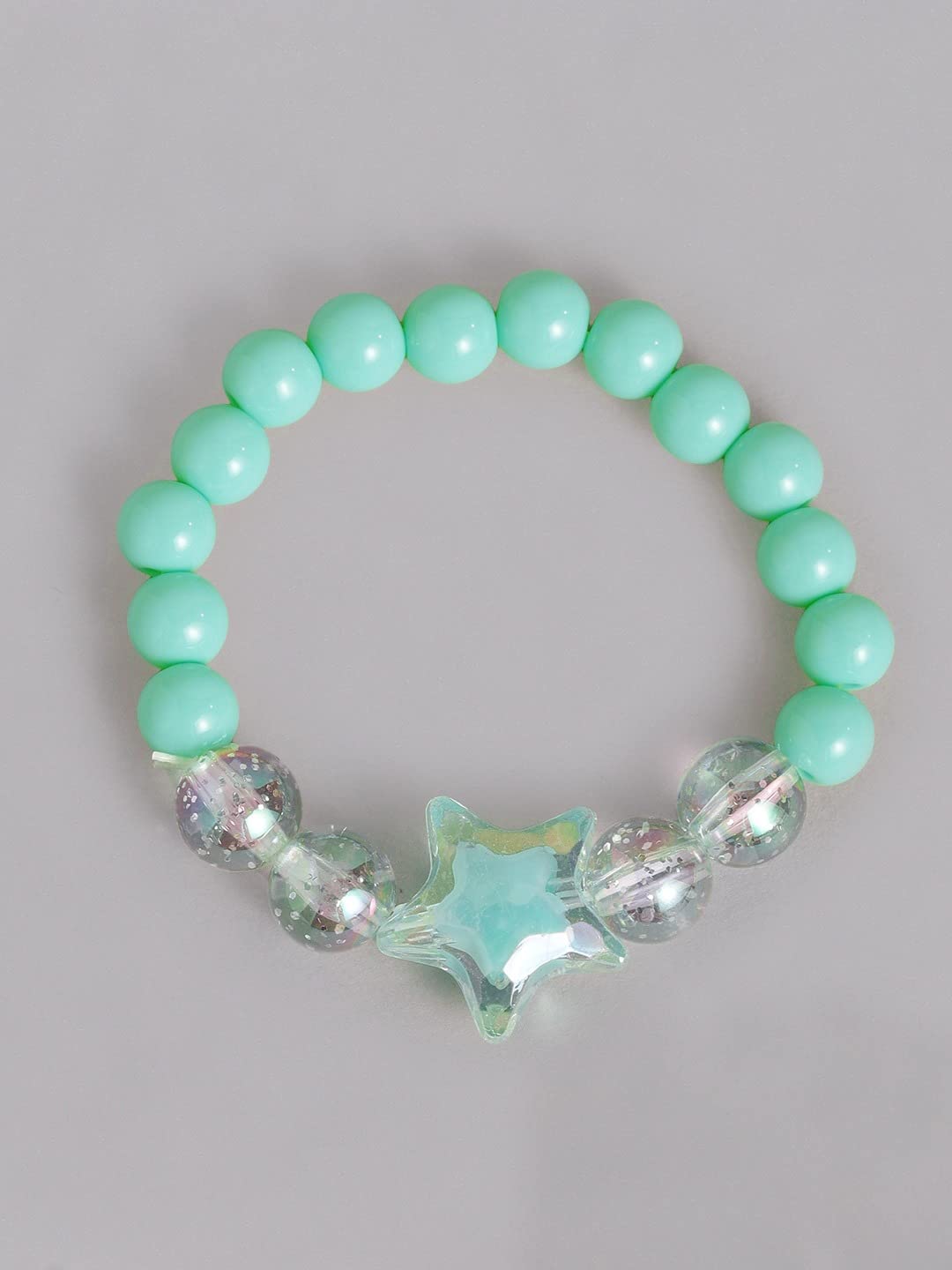 El Regalo 1 Pair Girls Kids Colorful Jewelry Sets | Colorful Princess Star/Mermaid Beaded Necklace & Bracelet Sets, Princess Necklace Bracelet Set for Girls (Grassy Green Shell Jewelry Set) 2
