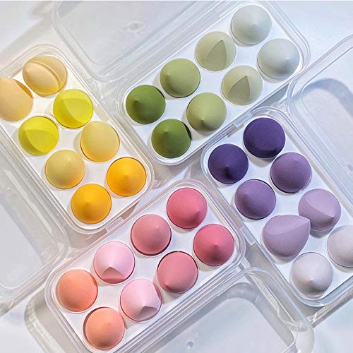 Makeup Sponge Set，Dry and wet use Blender 3D Beauty Egg For Makeup-8PCS (Mango yellow)