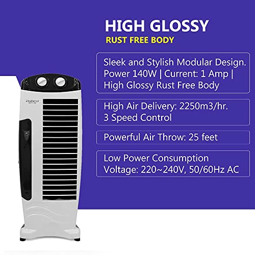Image of Blueberry's 𝗧𝗼𝘄𝗲𝗿 𝗙𝗮𝗻 - with powerful air throw, 25-Feet Air Delivery, Low Power Consumption, 4-way Air flow and Anti-Rust Body, High Speed Tower fan for home and office, 1-Year Warranty (Eco)