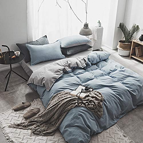 Parure de lit nordique YANKE linge de lit 4 pièces coton lavé 180cm