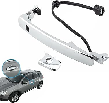 Front Left Driver Side Door Handle Compatible with Nissan Rogue Replaces 2010-2013 80640-CZ31B 80645-CA000 with Sensor and Smart Keyless Entry System Chrome