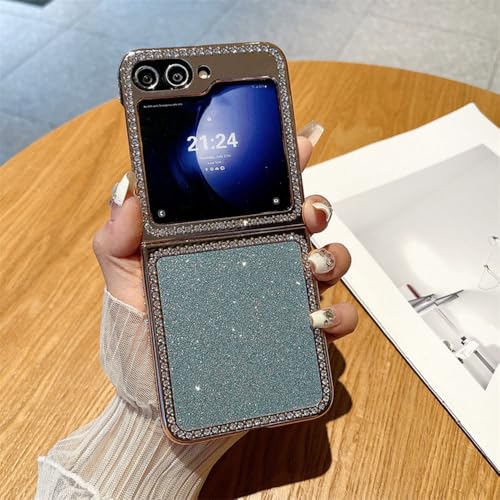 Coque rigide pliante pour Samsung Galaxy Z Flip 6 fini les rayures grâce au style diamant bleu25
