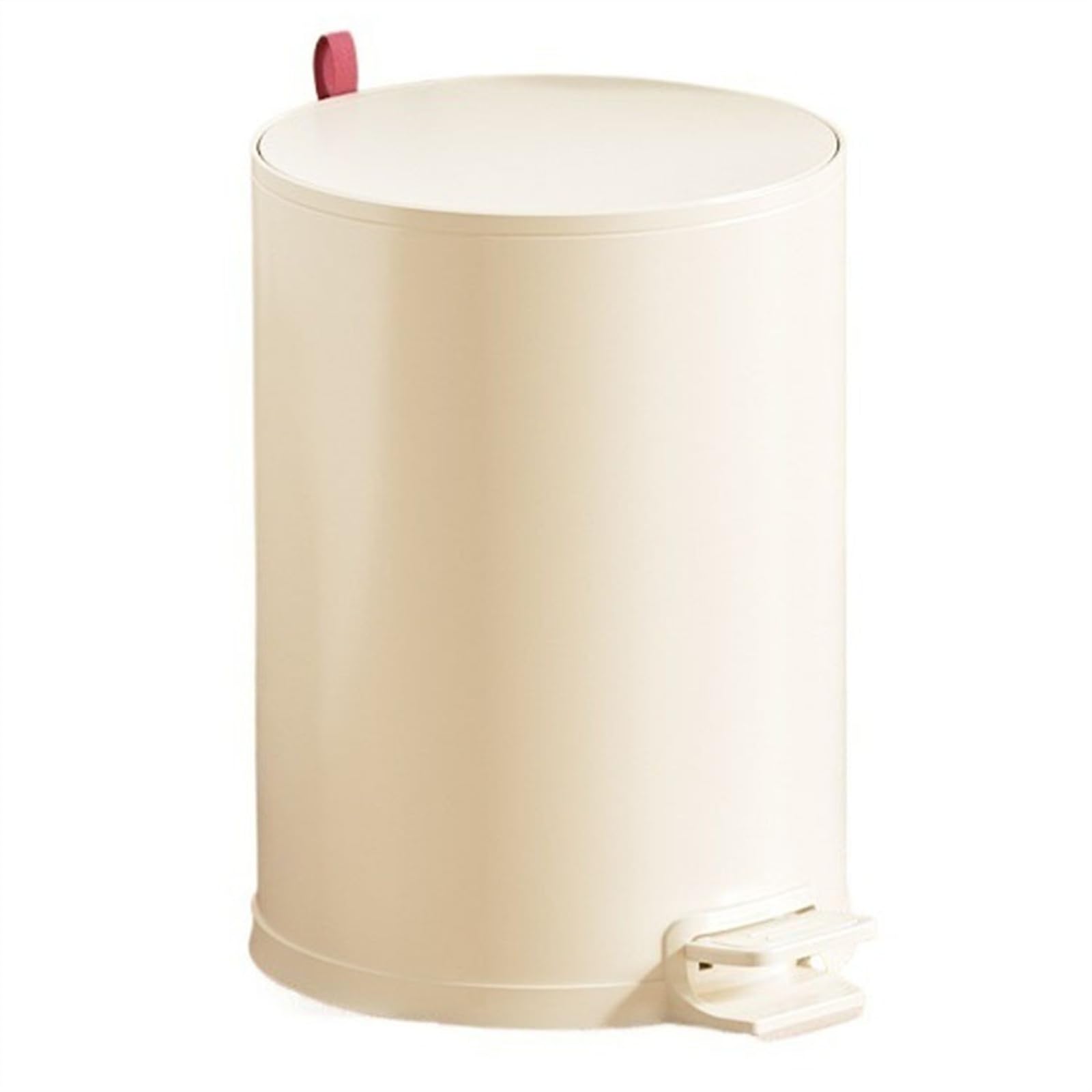 Papelera de Escritorio Cubo de Basura Redondo de Acero Inoxidable con Tapa de Cierre Suave, Pedal y Cubo Interior extraíble, 8/10/15 litros Cubo de Basura(Milk White,L)