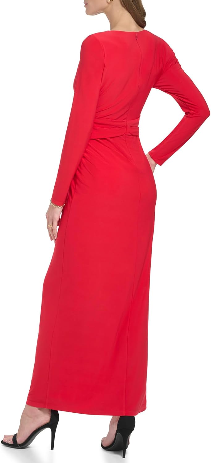 DKNY Womens Maxi Knit V-Neck Dress - Image 3