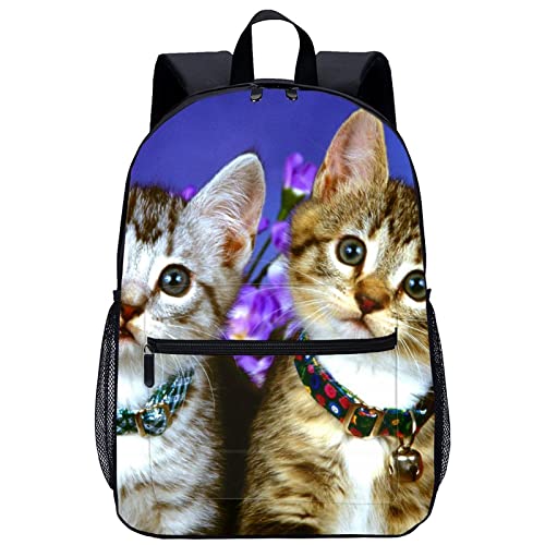 Mochila escolar gato 3D resistente de gran capacidad para libros y ordenador