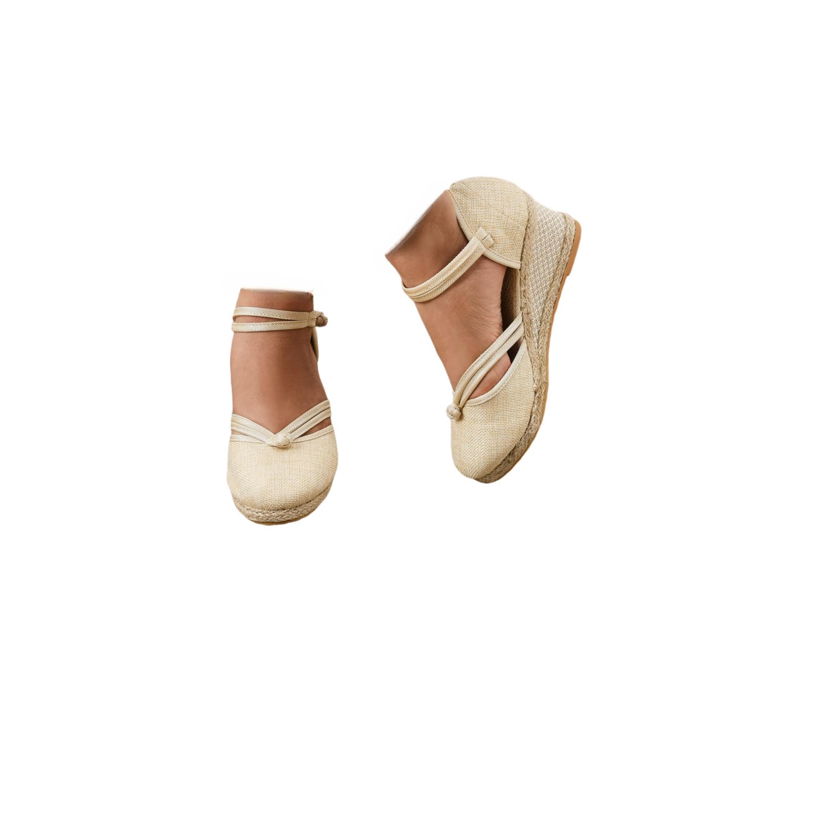 Espadrilles Wedges for Women 2025,Sandals for Women Dressy,Beach Vacation Platform Sandals,Close Toe Chunky Sandals for Women Platform Heels Ankle