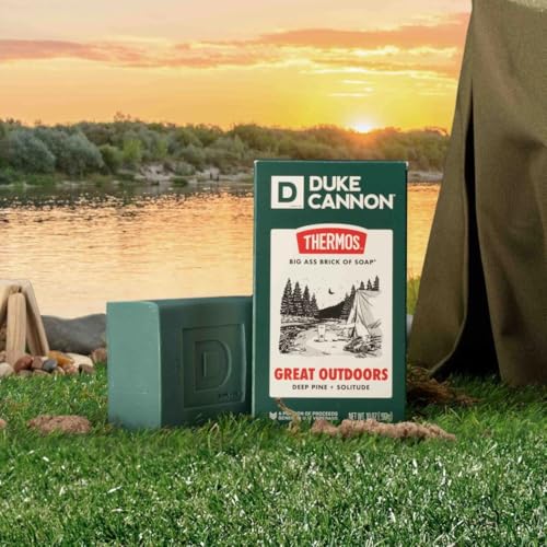 Image of Duke Cannon x THERMOS Great Outdoors Big Brick of Soap - 10 oz | For Men - Deep Pine + Solitude Scent - Triple-Milled Men's Bar Soap - Deep-Cleansing Bath Bar