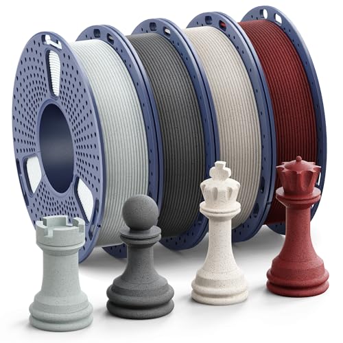 Image of Marble PLA Filament 1.75mm Bundle, 3D Printer Filament Bundle Multicolor, Individually Vacuum Packed, 250g Spool, 4 Rolls, Ashen Concrete+Shadow Storm+Forest Green+Brick Red