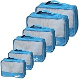 Packing Cubes Set Travel Luggage Organizers Suitcase Lightweight Accessories (Sky Blue)