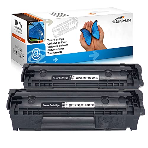 Starlet24 2X 12A Q2612A Cartuchos de tóner compatibles para HP LaserJet 1010 1012 1015 1018 1020 1022 1022n 1022nw 3015 3020 3030 3050 3052 3055 M1005 M1319 M1319f, Negro