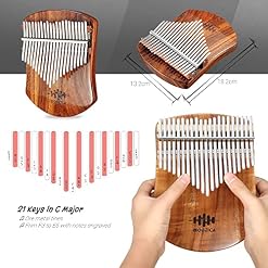 MOOZICA 21 Touches Solide Koa Kalimba Thumb Piano, Planche Plate en Bois Massif Kalimba Marimba Professionnel avec… - Les Beatles, Paul McCartney, John Lennon, RIngo Starr, George Harrison MOOZICA 21 Touches Solide Koa Kalimba Thumb Piano, Planche Plate en Bois Massif Kalimba Marimba Professionnel avec… – Image 4