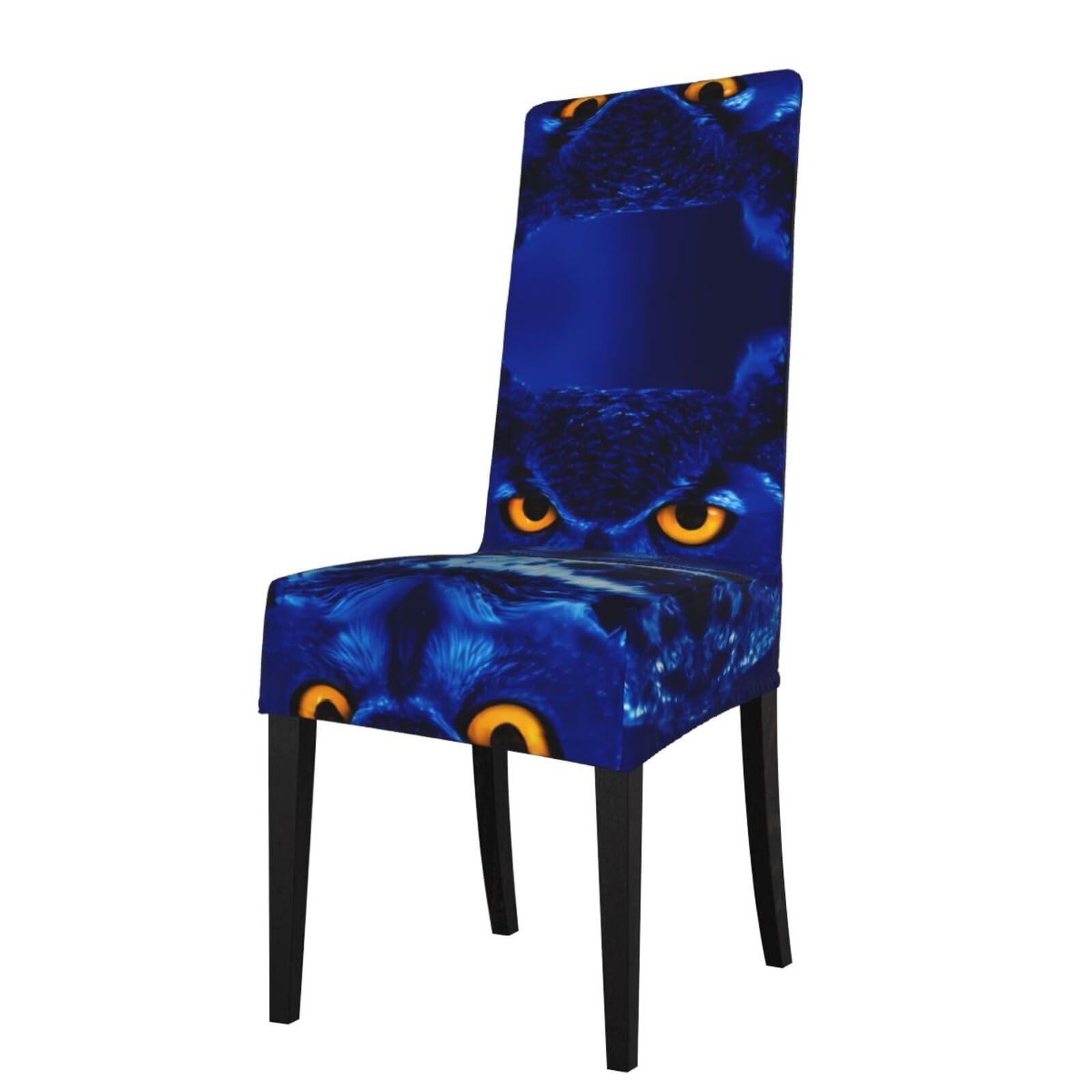 YYHWHJDE Blue Owl Prints Protection Cover for Dining Chair – Stretchable Slipcovers for a Refreshing Dining Room Makeover