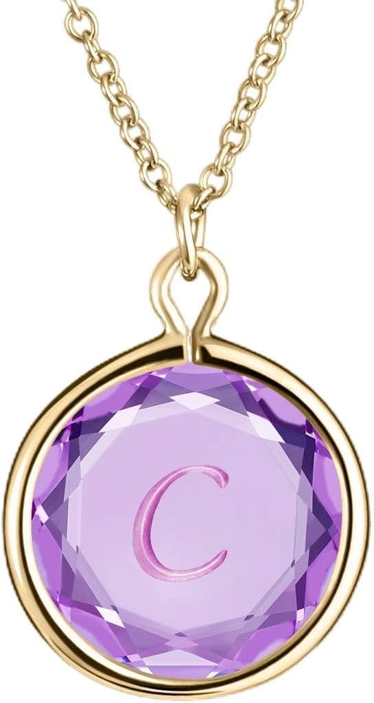 LovePendant/Necklaces Engraved and Enameled Swarovski Crystal Initial C Pendant/Necklace in Sterling Silver