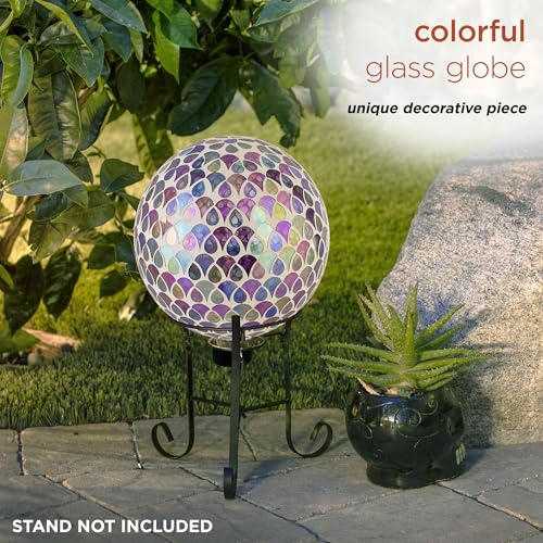 image for Alpine Corporation HGY438 Outdoor Mosaic Glass Gazing Globe with Color